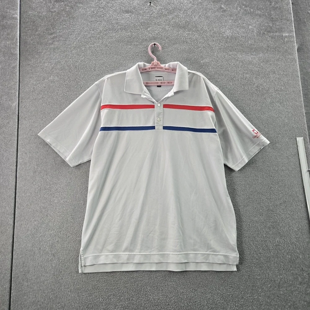 Footjoy Men Polo XL White Logo Embroidery‎ Striped Activewear Short Sleeve
